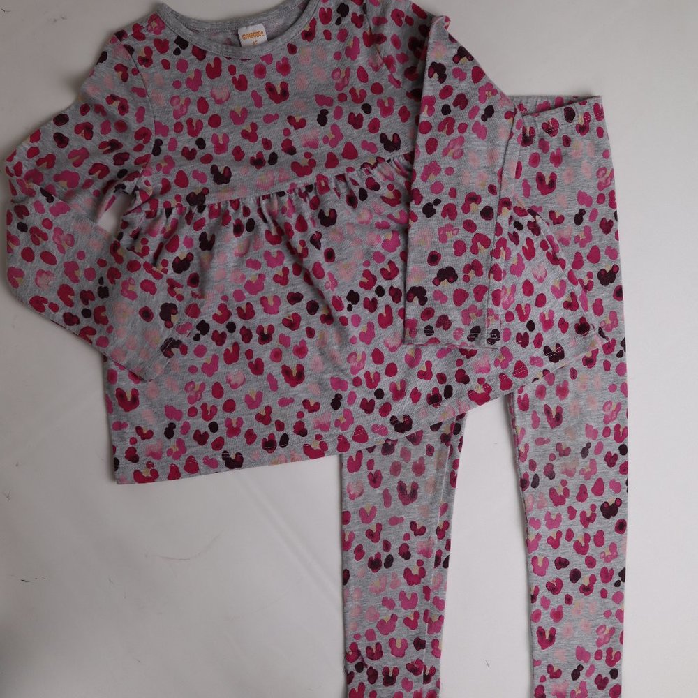 🩰 Gymboree Gray Animal Print Set Top Blouse Tunic Pants Dress Leggings
